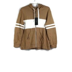 Original Design Brown Women's Sweatshirt Hooded Drawstring Full Zip XL 035